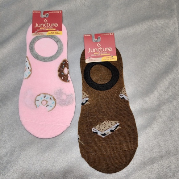 Juncture donut & Smore Women's Fashion no slip shoe Liner Socks 2 pack Size 5-9 - Picture 7 of 10